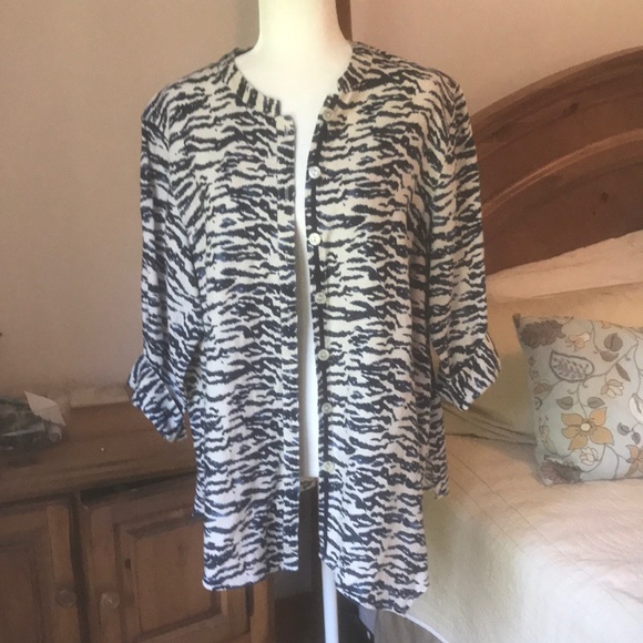 Jones of New York Sport Linen  Animal Print Top Size XL - Picture 1 of 14